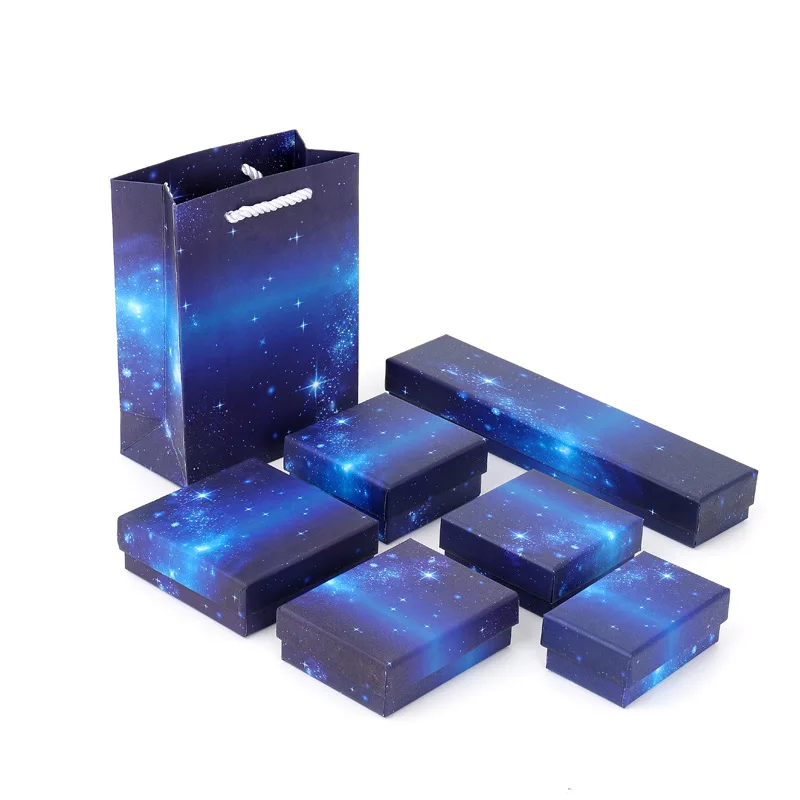 

Manufacturer spot star blue ring necklace earring bracelet drawer display custom jewelry box, Blue and white