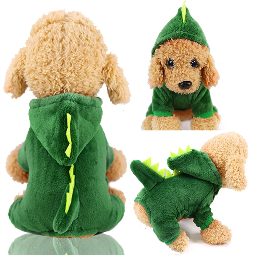 

Winter Pet Puppy Teddy Clothes Warm Dress up Dinosaur Cow Shark Luxury Dog Hoodie Wholesale, 5 colors