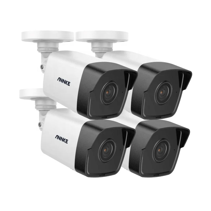

ANNKE 4PCS 5MP POE IP Security Camera Built in Mic Night Vision Weatherproof Bullet CCTV Camera With Audio