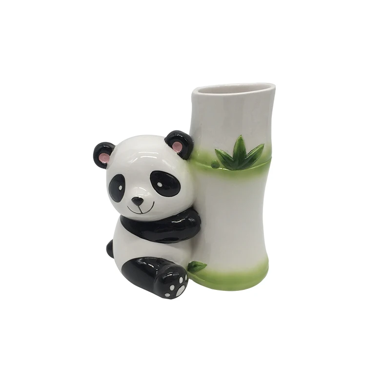Small Cute Acrylic Pen Markers Bamboo Ceramic Panda Pen Holder