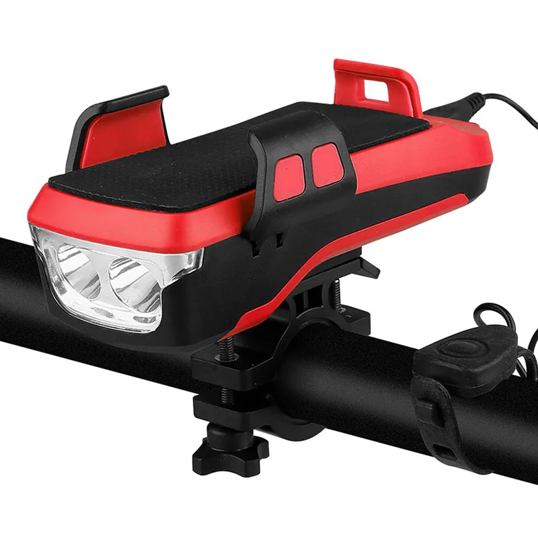 

New Smart Bike Accessories Motor Handlebar Front Led bike lamp 4 in 1 USB Rechargeable Bicycle Horn Light, Black,red, blue