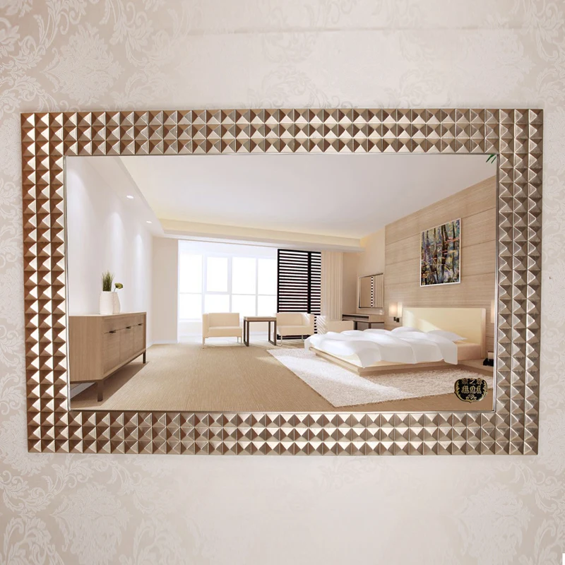 

MOK Customized rectangle Gold color Decor Frame Bedroom Wall Mirror, Antique silver