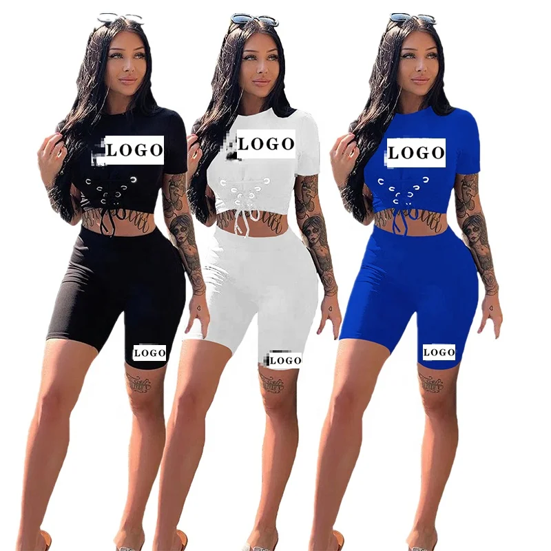 

2021 summer Wholesale suit sportswear short pants two piece running clothing short sleeves Casual Girls' women Dresses plus size