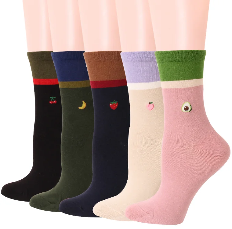 

Wholesale Avocado Fruit Cute Cartoon Cotton Novelty Womens Socks D-2020-6118, As picture shows