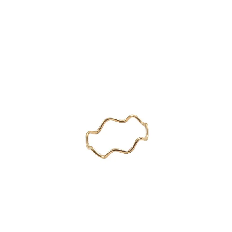 

Trendy 18K Gold Plated Jewelry Gift Simple Stainless Steel Dainty Fine Wave Finger Rings for Women