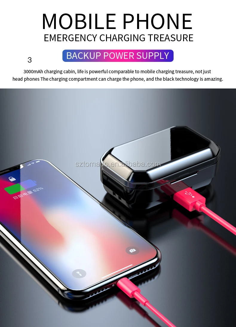 Tindeala 3300mAh Type-c PowerBank LED Display IPX7 Waterproof Touch In-Ear Earbuds TWS 5.0 Bluetooth Stereo Wireless Earphone - ANKUX.COM