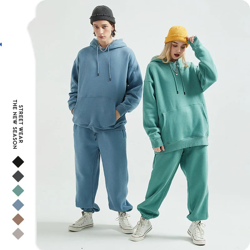 

Custom logo Pullover Blank Cotton Fleece Hoodies Men Sweatpants And Hoodie Set Unisex Outdoor Running Casual 2 Piece Hoodie set