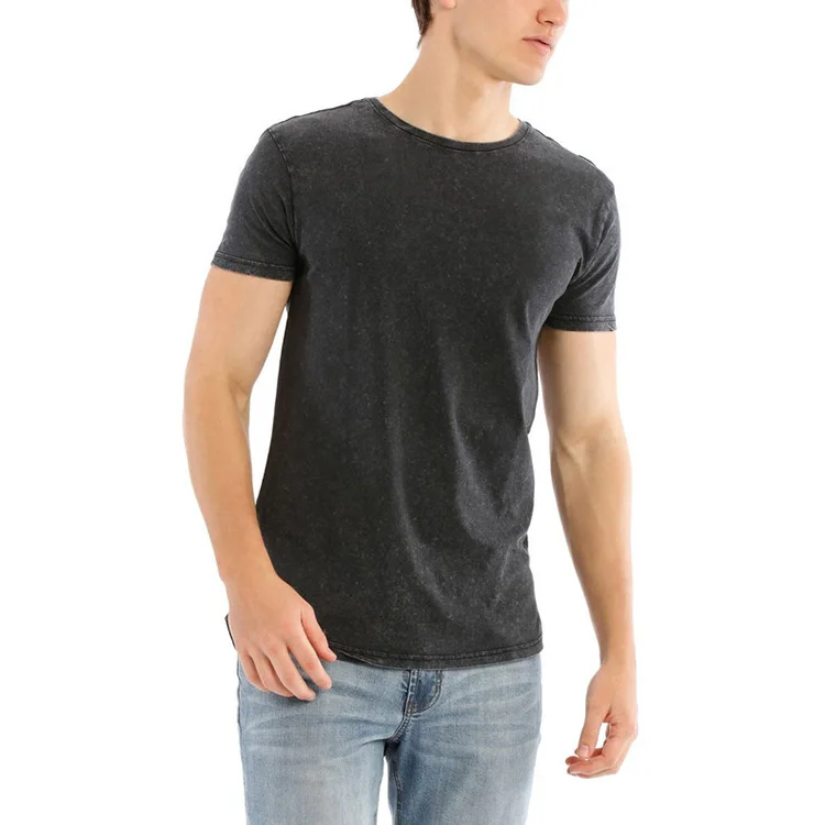

Customized Mens Black Stone Washed Vintage T Shirt News Fashion Design Blank T Shirt, Customized color