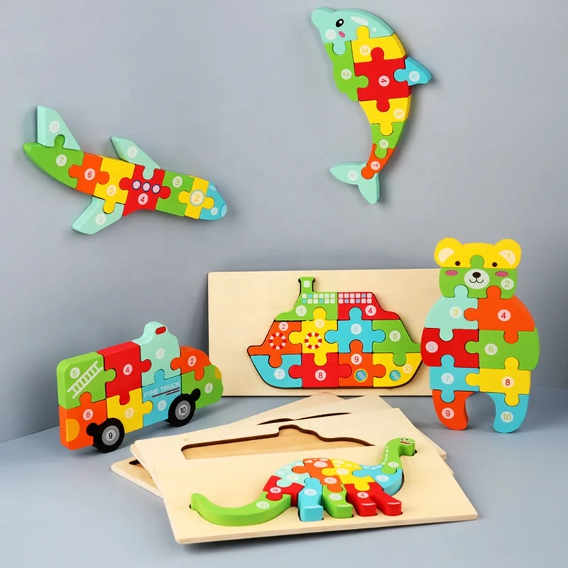 

Hot Selling New Designs Wooden 3D Puzzles montessori Game Toys Children wood jigsaw puzzle Educational Toys for kids