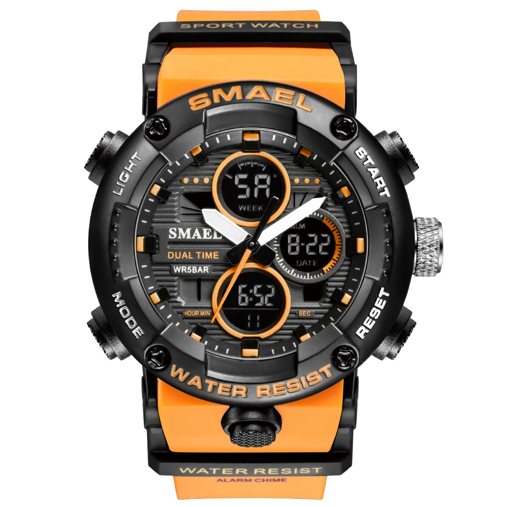 

2020 wholesale Smael 8038 hot sale custom logo military 5ATM water resistant plastic sport quartz digital wrist watches for men