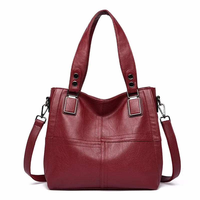 

New Luxury Brand Women Leather Handbag Genuine Leather Casual Tote Bags High Quality Soft Female Big Shoulder Bags