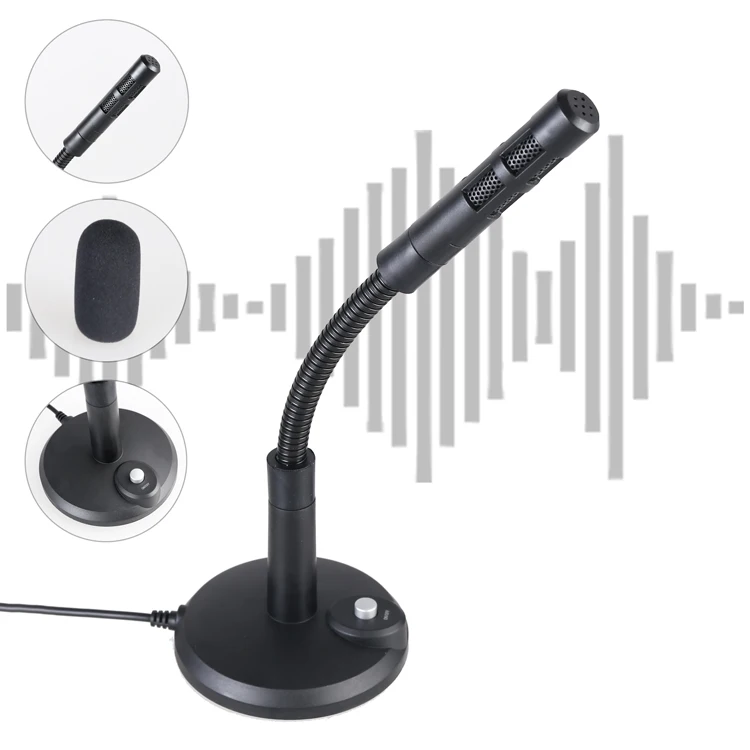 

Hot Selling Cheap Desktop Laptop USB Computer Table Gooseneck Microphone for Recording, Black