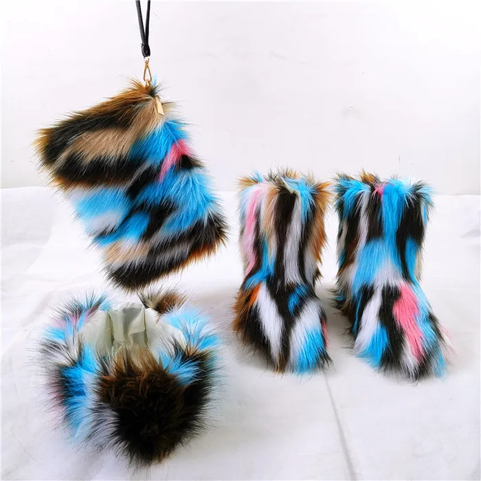 

factory direct wholesale fur boots in bulk fur boots and purse women's shoes snow boots, Customized color