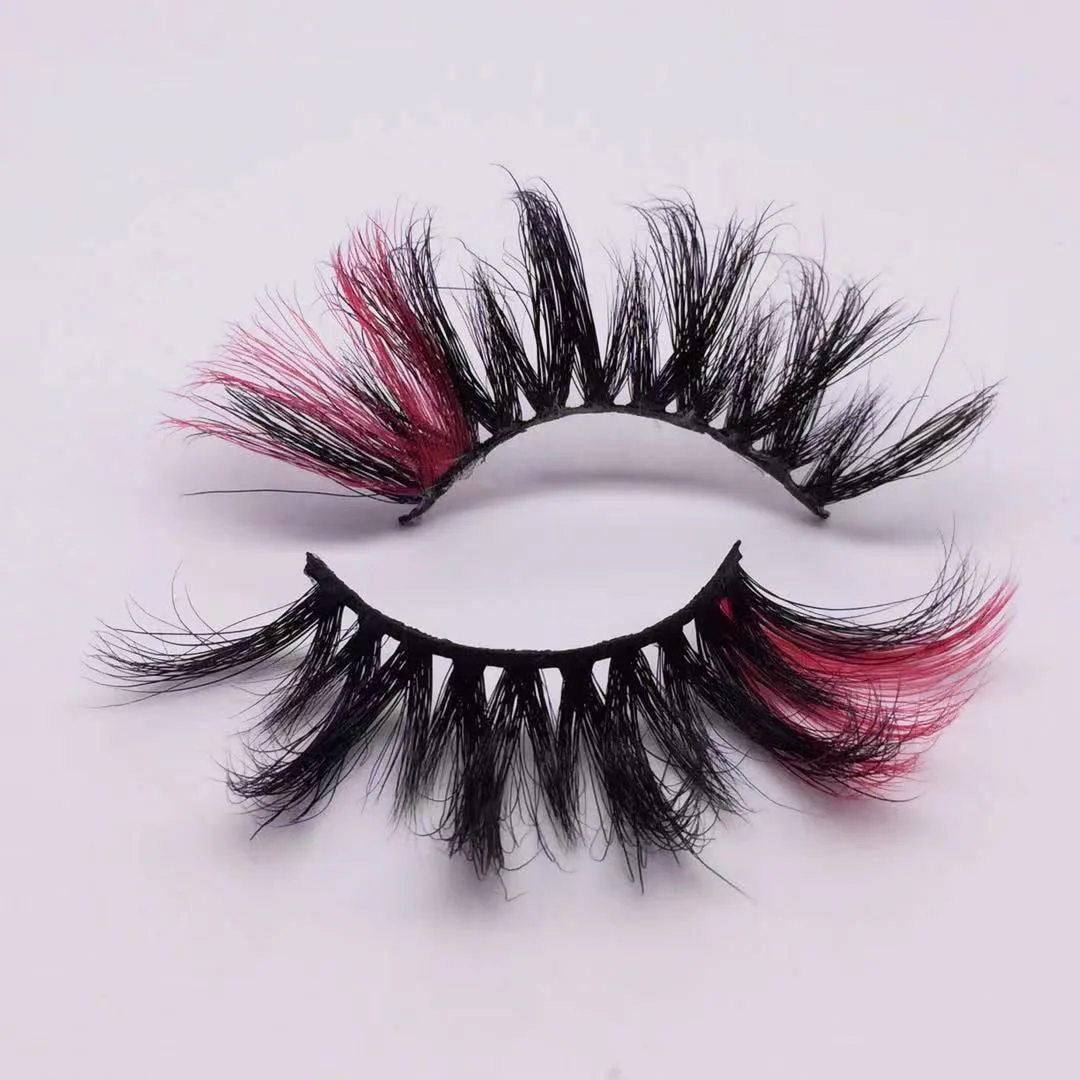 

Wholesale 25mm mink and silk strip lashes with color