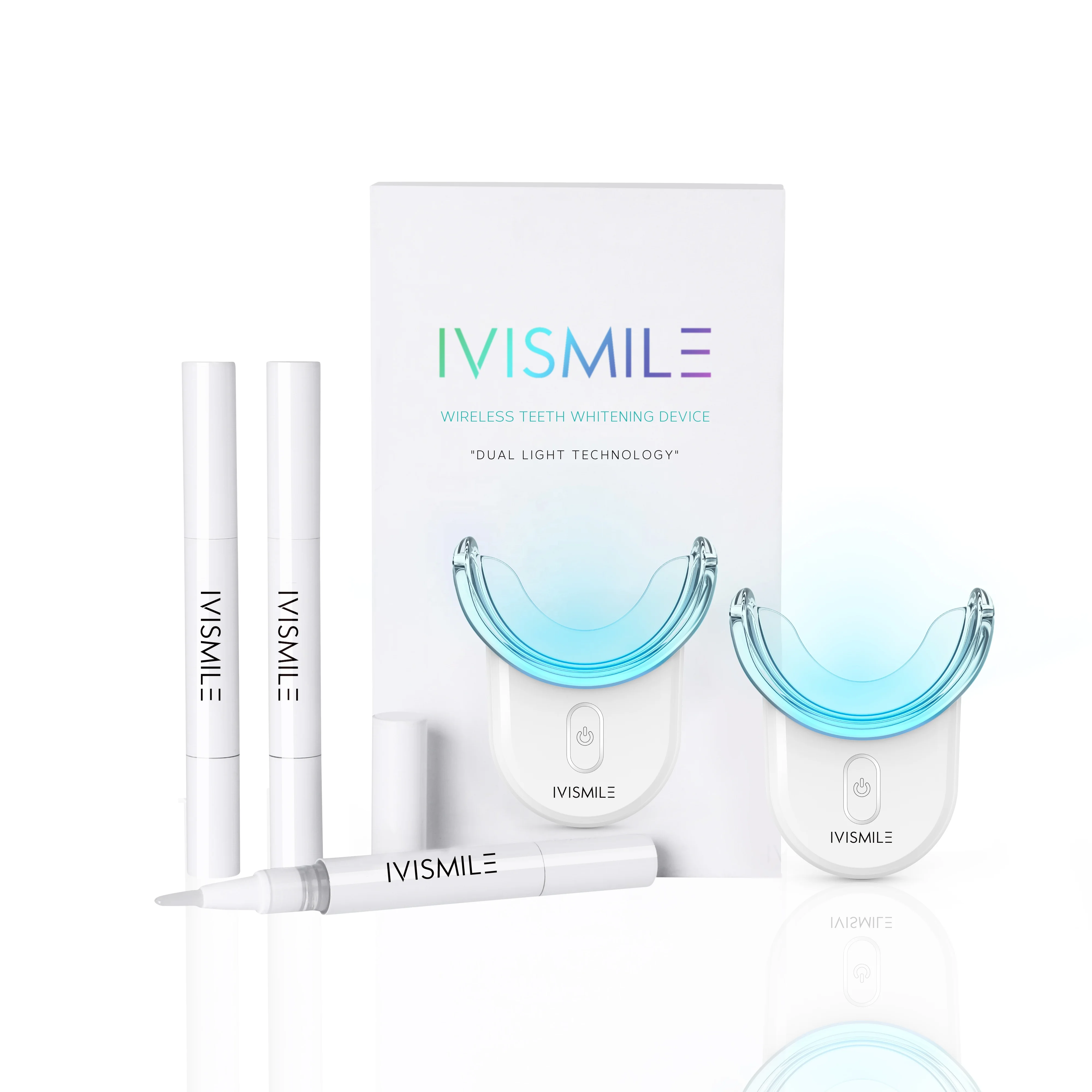 

IVISMILE Vegan Use Wireless Rechargeable Dual Light Teeth Whitening Home Kit Private Logo, Black / white / pink / red / oem