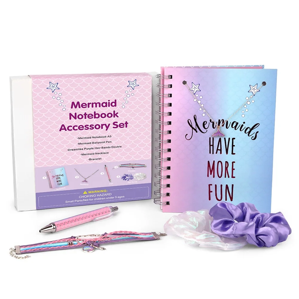 

Cute Unique Girls Kids Mermaid Diary Stationery Children Holiday Christmas Birthday Return Gift Sets for Kids Party Toys Items