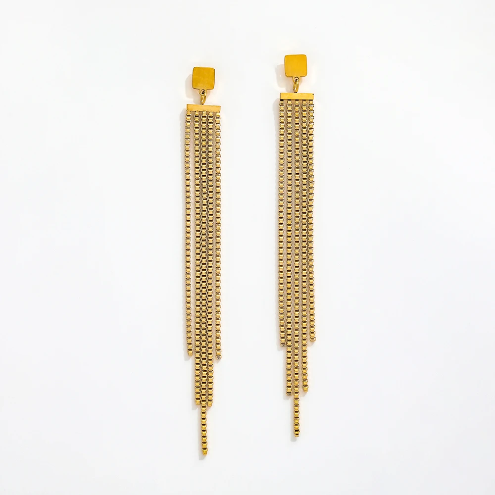 JOOLIM  High End 18K Gold Plated Chunky Tassel Stud Earring Stainless Steel Earrings Gold Jewelry Tarnish Free