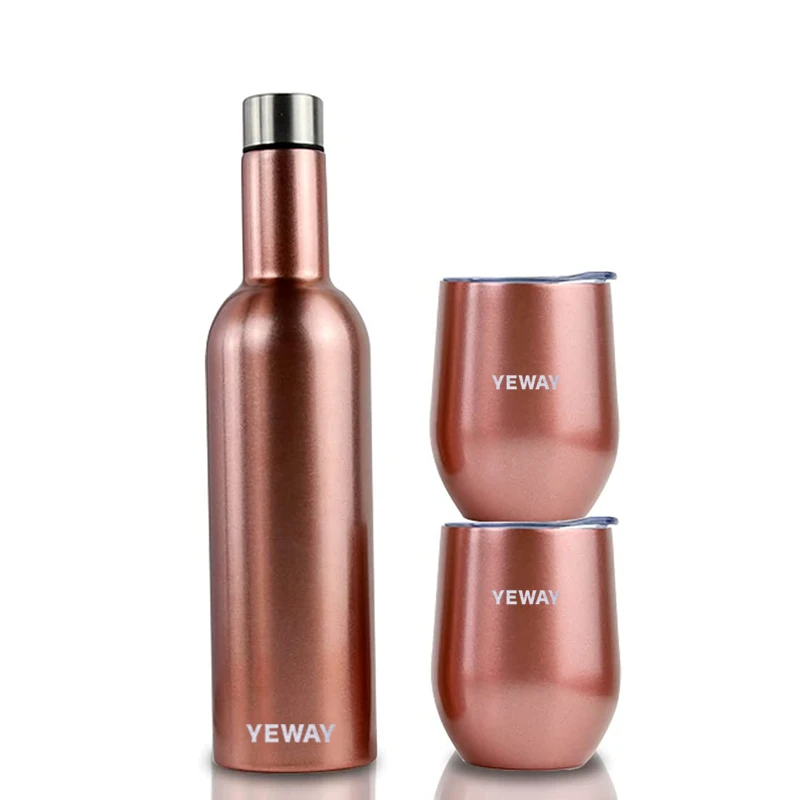 

Custom Logo MOQ 50PCS Gift Set 500ml Stainless Steel Wine Bottle with Egg Shape Ice Cold Wine Tumbler Wholesale Factory Supplier, Customized color