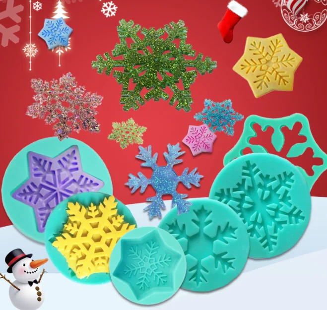 

Christmas Fondant Molds Snowflake Christmas Tree Reindeer Santa Candy Chocolate Silicone Molds, Customized color