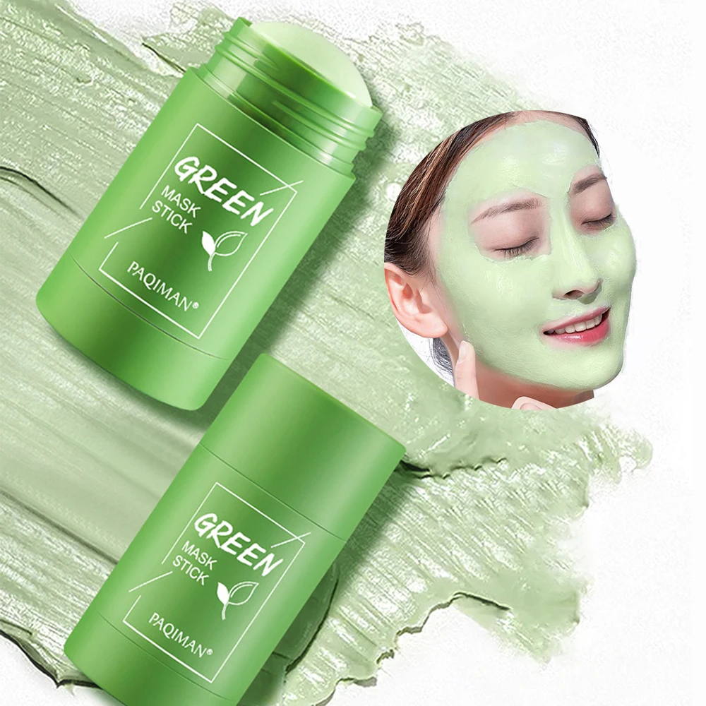 

2021 matcha facial cleansing green tea mask, face pink mud clay mask private label, Natural organic clay green tea mask stick