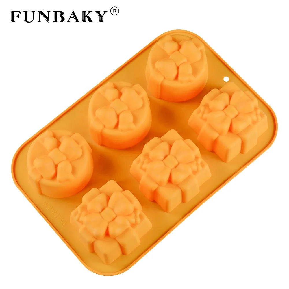 

FUNBAKY JSC2194 Cake decorating tools fondant cake mold silicone round rectangle gift box shape homemade soap candle mold, Customized color