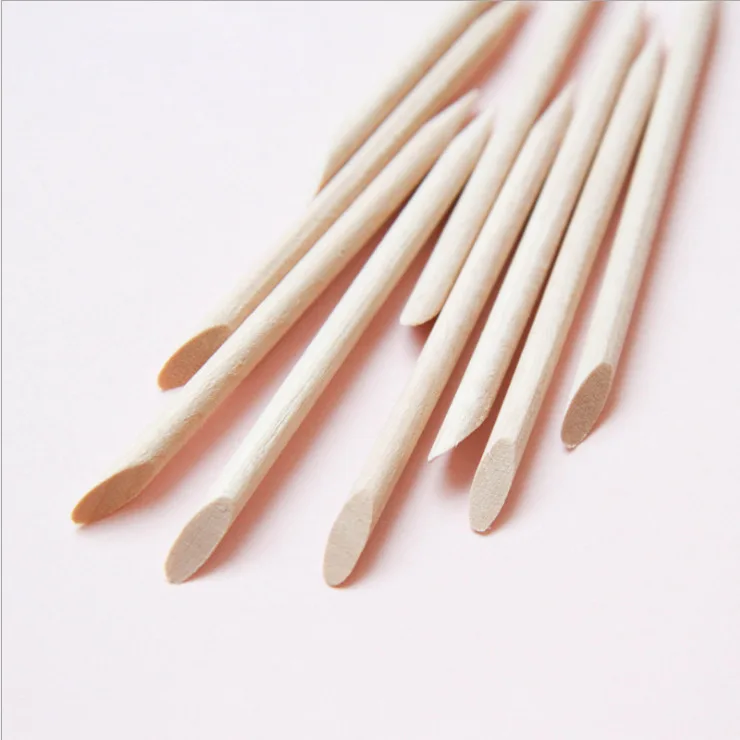 

100pcs/bag Double ended manicure and pedicure tools orange wooden nail sticks for nail art beauty, Wood colors