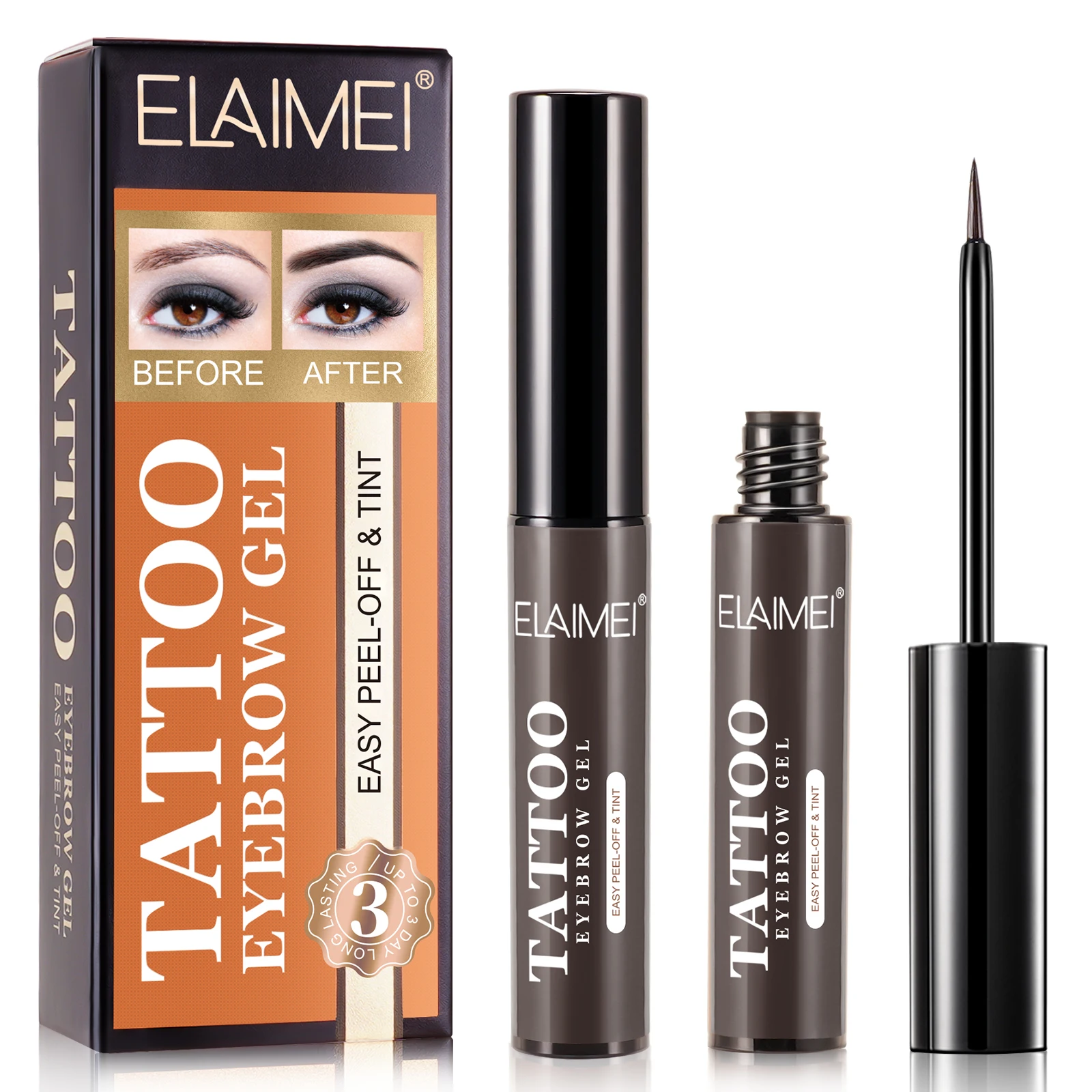 

ELAIMEI Lazy Makeup Eyes Brows Enhancers Liquid Gel Long Lasting Easy to Wear Tear Peel off Brow Tattoo Tint Eyebrow Gel