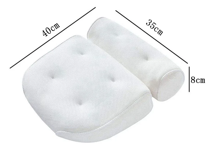 

Manufactuer Wholesale Badkussen Luxury SPA Bath Pillow 3D Air Mesh BathTub Pillow With Suncton Cups, White/pink/blue/custom