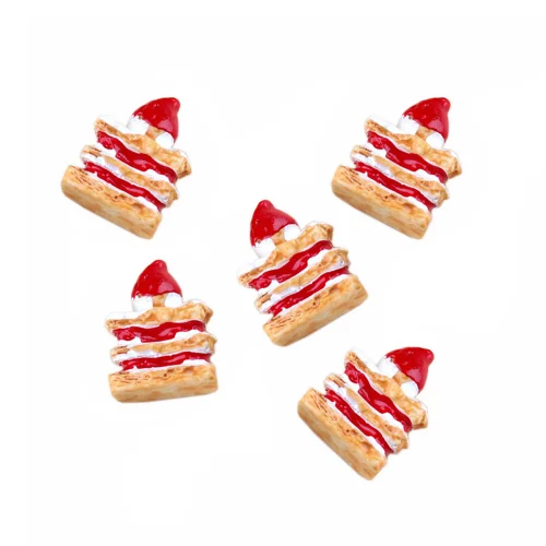 Resin 3D Simulation Strawberry Cake Resin Cabochon Scrapbooking Kid Diy Doll House Food Miniature