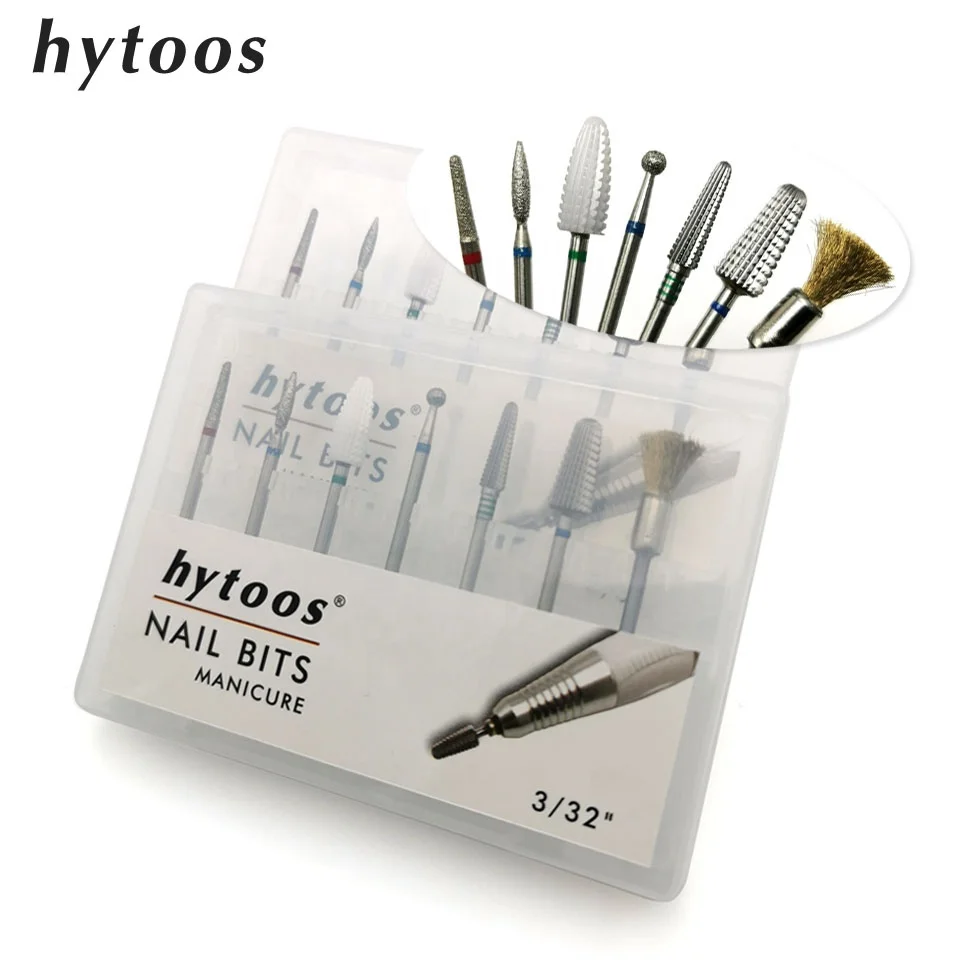 

HYTOOS Carbide Nail Drill Bit Set 3/32" 7Pcs/set Rotary Nail Bits Milling Cutter for Manicure Nails Accessories Salon Tools