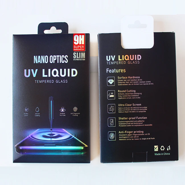 Empty Retail Package Black Paper Boxes,Box Packaging For Tempered Glass