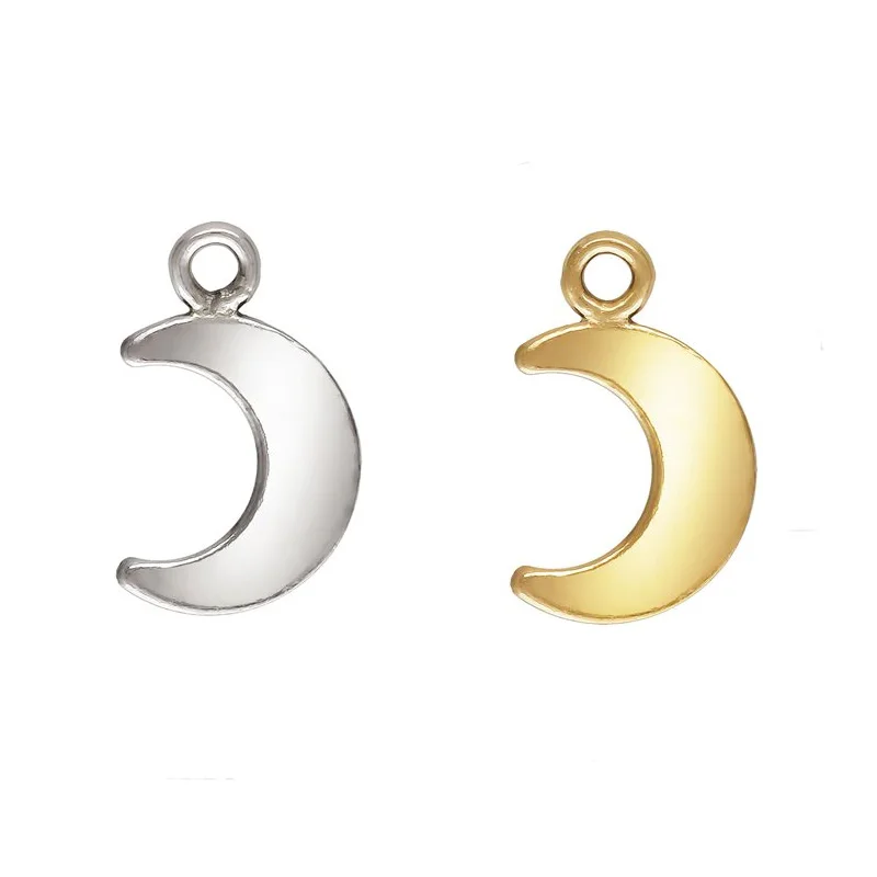 Vintage Sterling Silver Moon Pendants Permanent Jewelry Findings Components Real Gold Filled Charms