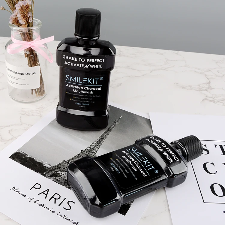 

OEM Available Factory Supply Non-fluoride Bamboo Activated Charcoal Mouth Wash For Oral Deep Cleaning, Black