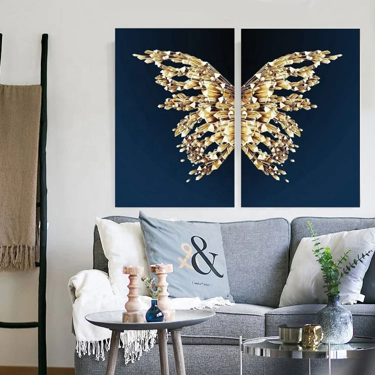 

Nordic Golden Butterfly Poster Wall Art Canvas Art Water Color Abstract Posters Wall Paintings Luxury Home Decor Golden Wings, Multiple colours