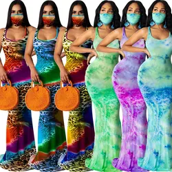 2020 Hot Sell Women Fashion Tie Dye Printed Long M