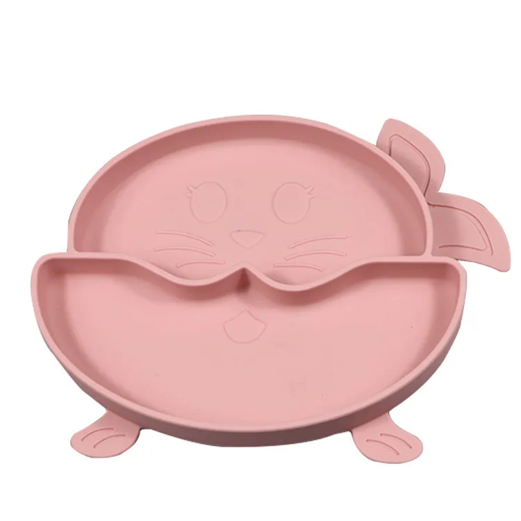 

BPA Free Food Grade Cartoon Silicone Baby Placemat Plate Bowl Kid Silicone Plate suction baby plates, As picture