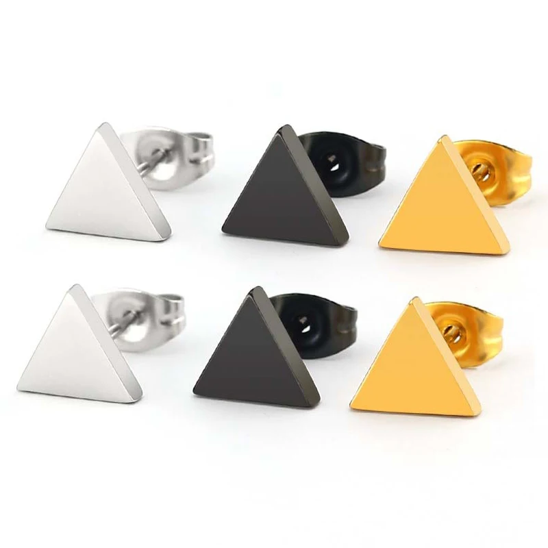 

New Japan and South Korea simple triangle earrings titanium steel stainless steel earrings female geometric earrings