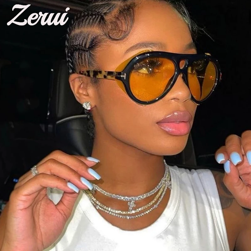 

2021 New Luxury Brand Punk Sunglasses For Women Vintage T Sun Glasses Men Retro Round Black Yellow Gradient Eyewear Female Shade, Colorful