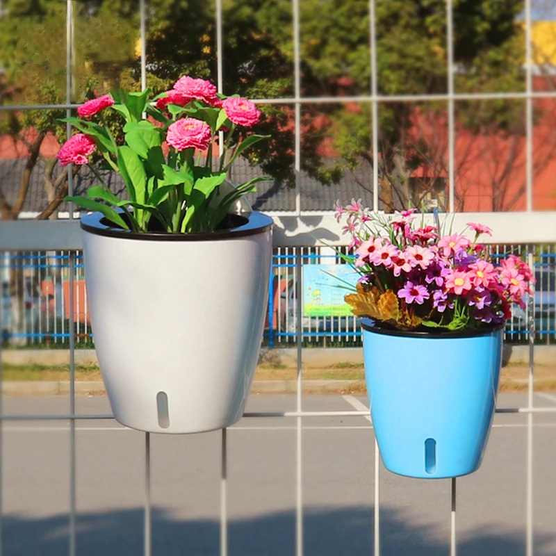 

Visible Water Level Office Green Radish Desktop Lazy Flower Pot Automatic Water-absorbing Plastic Wall-mounted Flower Pot, White,grey,blue,blue