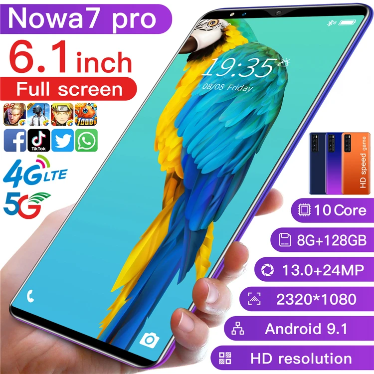 

Factory Price Unlocked Nowa7 Pro Cellphone 6.1 Inch 1080*2320 8GB+128GB Smartphones 4800mah Android Smart Mobile Phone