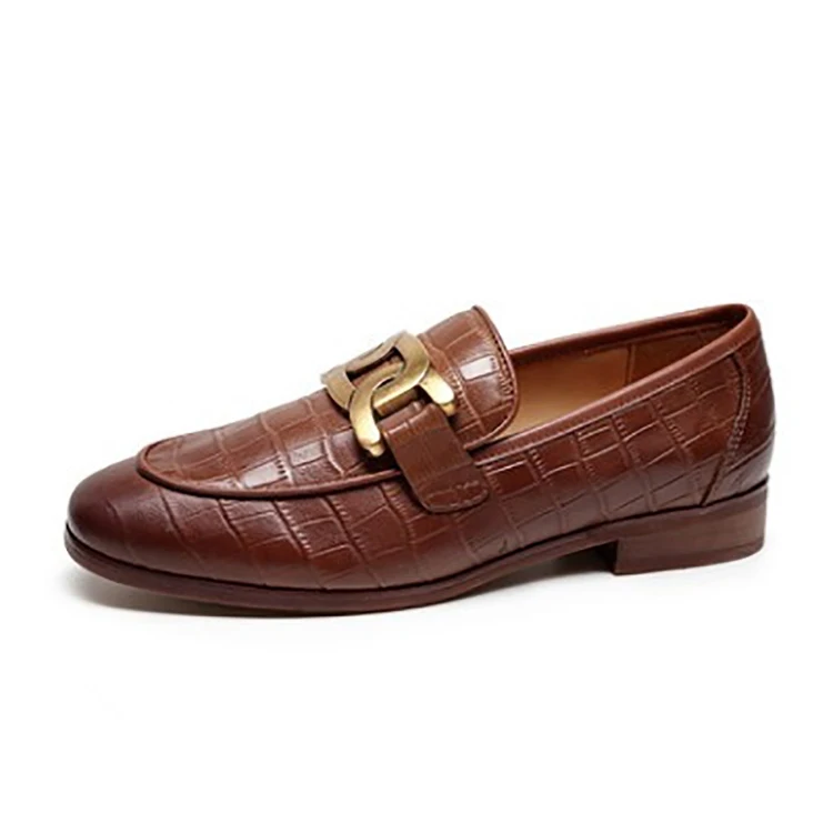 

Fashion luxury British style low heed leather shoes for women