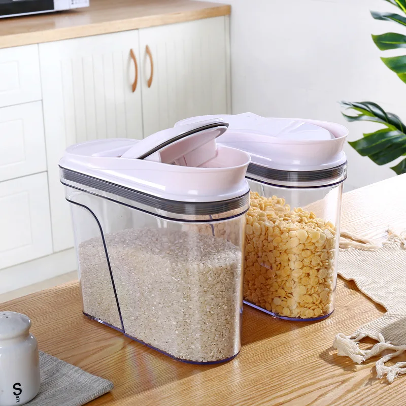 

2.5L Eco-friendly Plastic Cereal Storage Box Dry Food Storage Container with Lid, Transparent