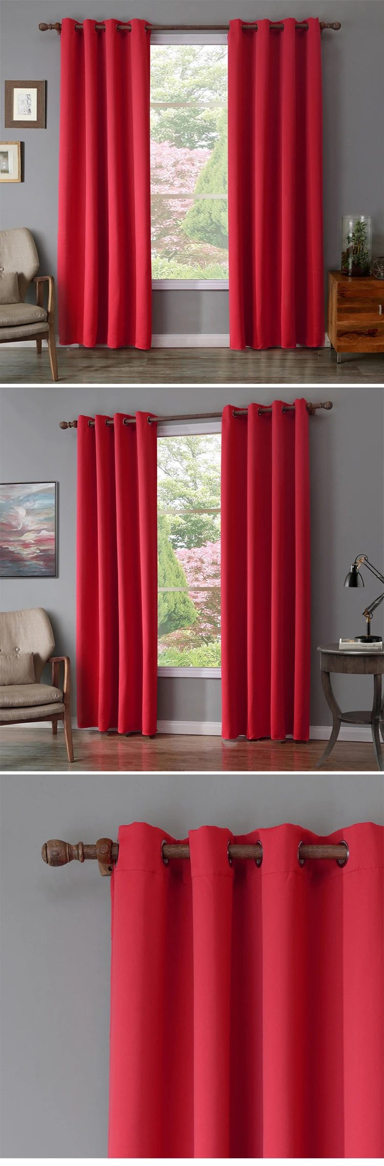 Window Ready Made Curtain 100% Polyester Curtains For The Living Room Blackout Cortinas wholesale Cheap Price