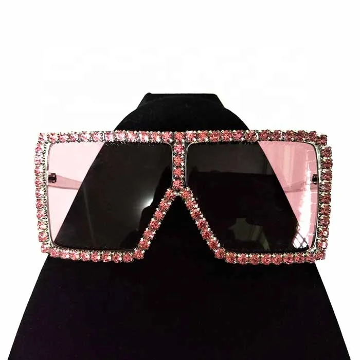 

2020 Fashionable Gafas De Sol New Luxury Sun Glasses Brand Designer Ladies Oversized Diamond Sunglasses For Women, Customized color