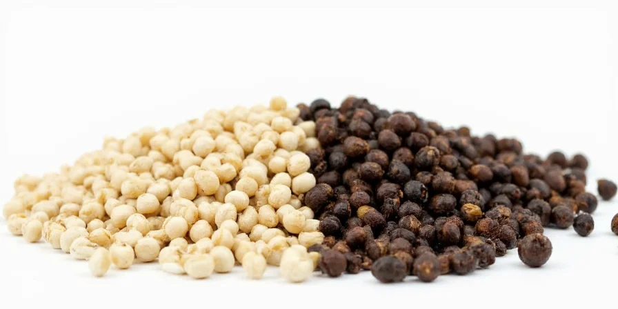 Chef seasoning food with black and white pepper
