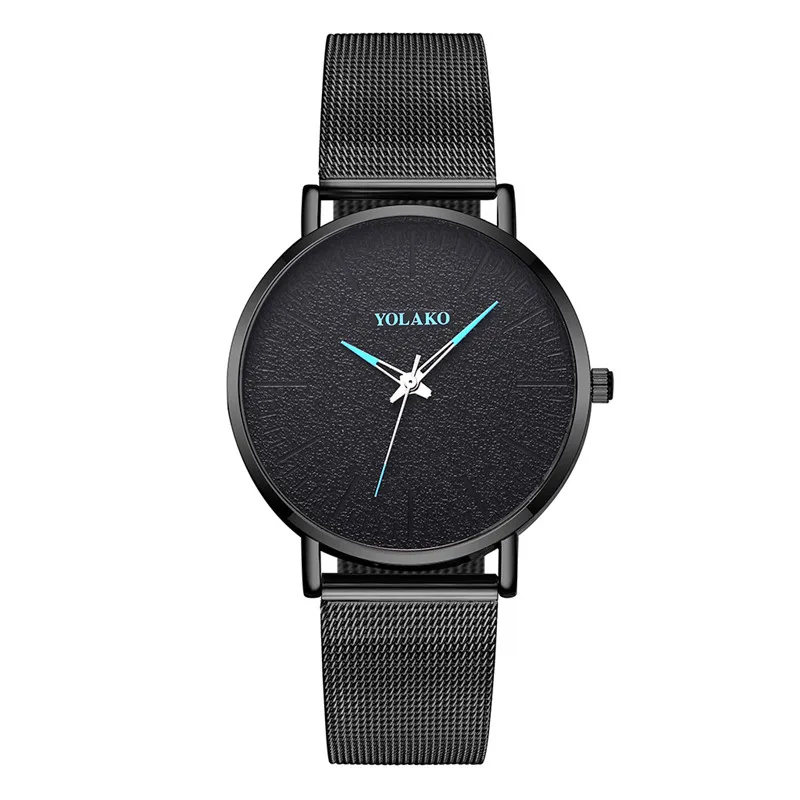 WJ-8819 Single Color Band Ultra-Thin Alloy Mesh Belt Men's Quartz Watch Fashionable Frosted Three-Pin Dial Men Performance Watch