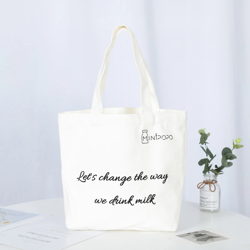 

Custom printed recycle plain organic reusable canvas cotton shopping tote bag with logo, Natural