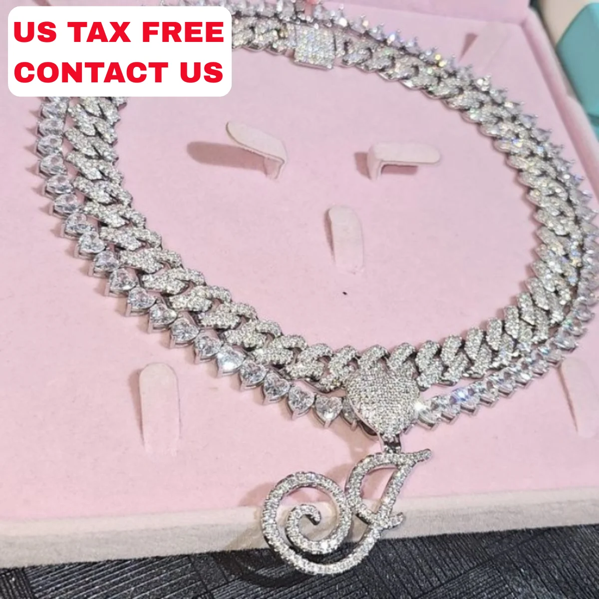 Custom Name Cursive Letter Pendant Necklace Bracelet Gold Silver Charm Men's Women Fashion Hip Hop Rock Jewelry With Rope Chain