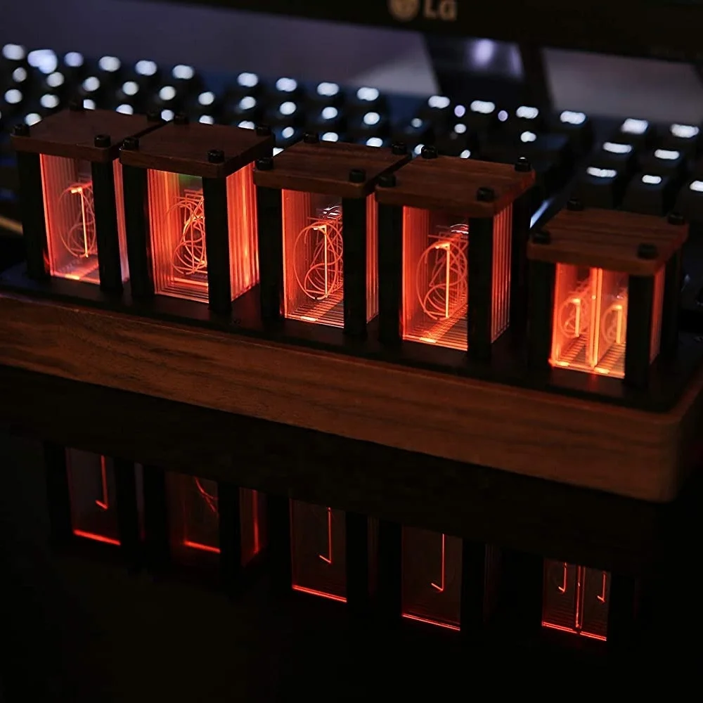 

Nixie Tube Clock Wooden Digital Clock for BedroomEasy Alarm Settings and 12/24h Display