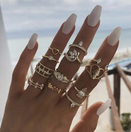 

Fashion gold finger gold ring set for women Wholesale N209163, Silver